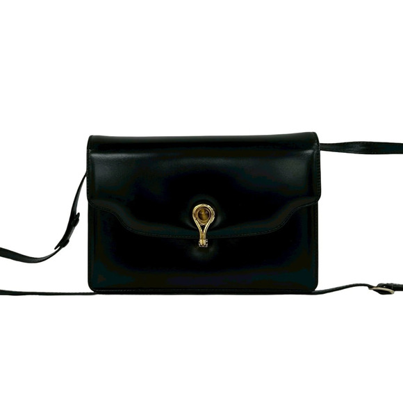 Gucci Handbags - GUCCI Vintage Black Leather Shoulder Bag